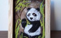 Panda tablou din lana impaslita