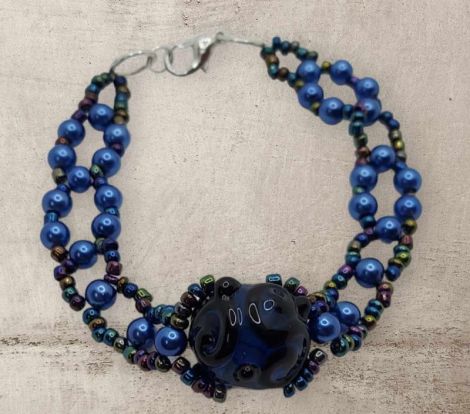 Bratara margele Blue Waves