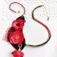 Colier floral rosu negru auriu antic