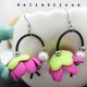 Cercei handmade statement unicat -flori - foamiran