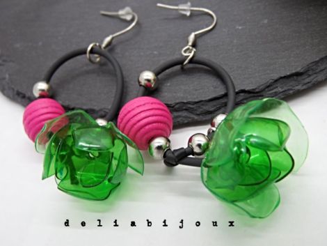 Cercei statement handmade unicat - PET-uri plasti