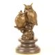 Doua bufnite pe o creanga-statueta din bronz