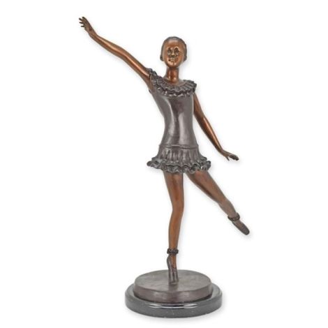 Balerina-statueta din bronz pe un soclu marmura