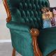 Sofa Chippendale din lemn mahon cu tapiterie catif