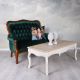Sofa Chippendale din lemn mahon cu tapiterie catif