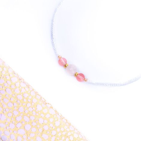 Colier handmade elegant din margele si cuar roz 