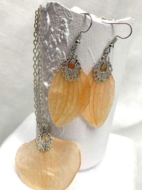 Set bijuterii handmade unicat din rasina si orhide