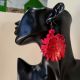 Cercei piele Daring Glow Flori Rosii Unicat