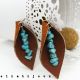 Cercei handmade statement - piele naturala turcoa