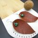 Cercei handmade statement - piele naturala malach