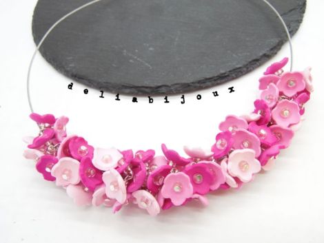 Colier handmade statement -floral - foamiran cod1
