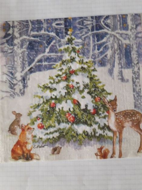 Little Animals at Decorated Tree
