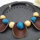 Colier statement handmade unicat- piele lemn how