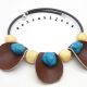 Colier statement handmade unicat- piele lemn how