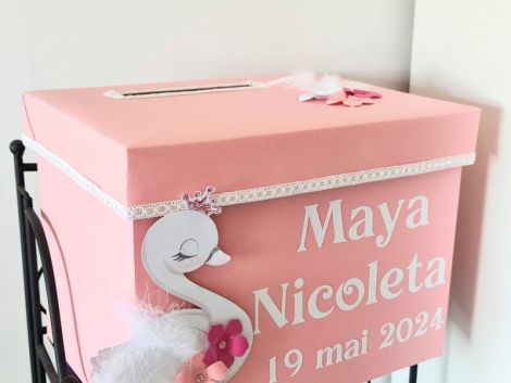 Cutie pentru dar botez fetite Lebada