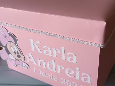 Cutie pentru dar botez fetite roz baby Minnie