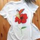 Tricou pictat manual FLOARE DE MAC SI FLUTURE  