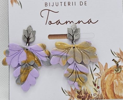 Cercei frunza toamna lila