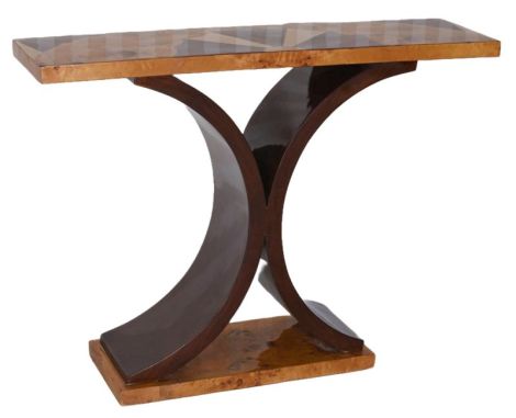 Consola Art Deco din lemn masiv furniruit