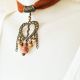 chocker boem patinat piele si pandant inima 