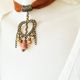 chocker boem patinat piele si pandant inima 