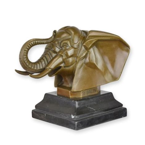 Cap de elefant- statueta din bronz cu soclu din ma