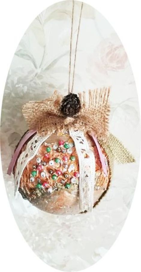 glob roz rustic dantelat decor Craciun