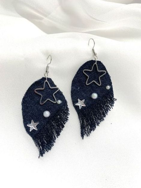 Cercei handmade unicat din Blug Denim
