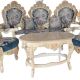 Set baroc living din lemn masiv alb 