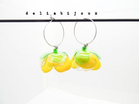 Cercei Statement Handmade Flori Foamiran i Sticl