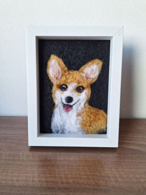 Corgi tablou din lana impaslita