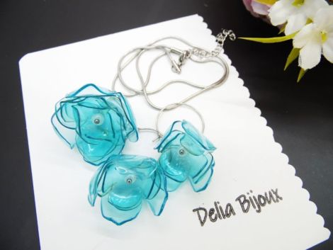 Set de bijuterii handmade unicat flori din plastic