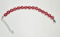 Bratara floare rosie cu cristale 