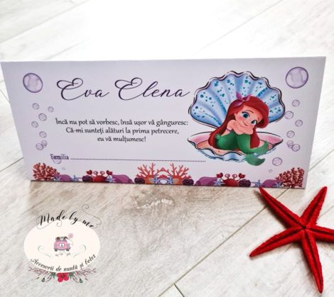 Plic de bani botez Mica sirena
