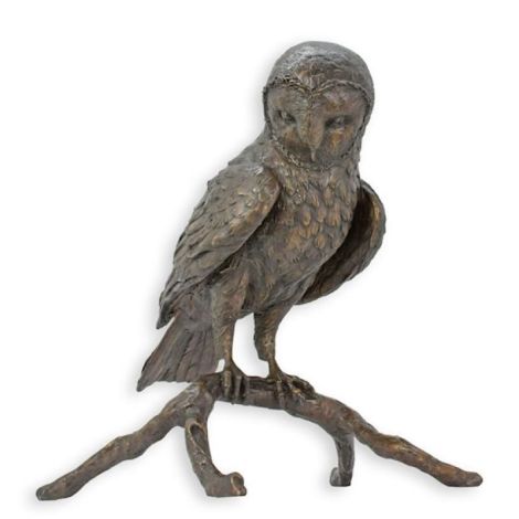 Bufnita pe o creanga-statueta din bronz
