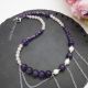 Colier handmade unicat - ametist cuart si perle c