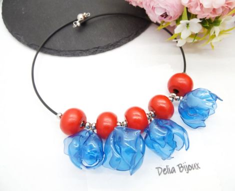 Colier statement handmade unicat - PET-uri plasti