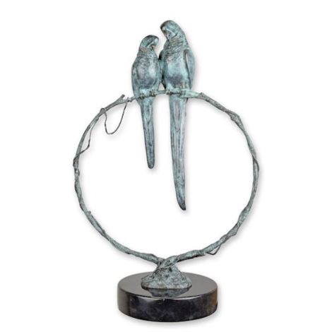 Doi papagali pe o ramura-statueta din bronz