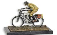 Biciclist-statueta bronz pictat