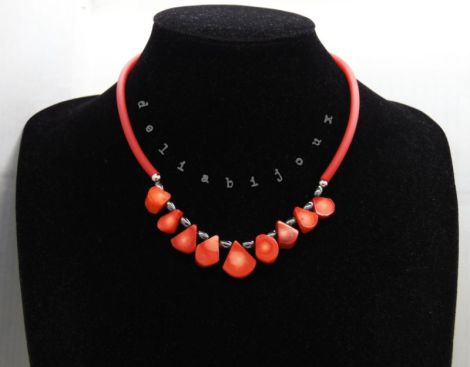 Colier handmade unicat - coral hematit cod1212