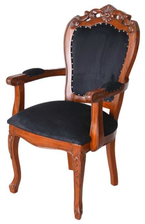 Semifotoliu lemn mahon cu tapiterie catifea neagra
