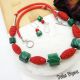 Set bijuterii handmade - malachit si cinabru cod1