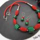 Set bijuterii handmade - malachit si cinabru cod1