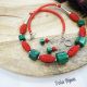 Set bijuterii handmade - malachit si cinabru cod1