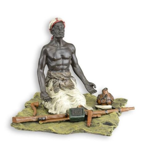 Vanzator de arme-statueta din bronz pictat