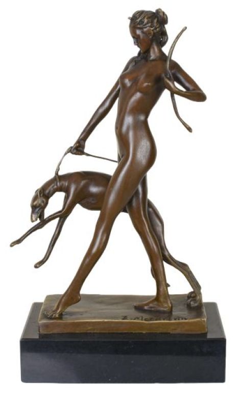 Zeita Diana cu ogari-statueta Art Deco