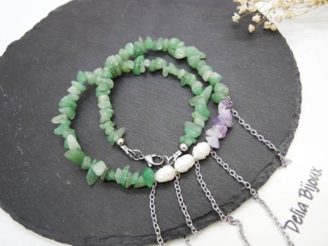 Colier handmade unicat - aventurin ametist perle 
