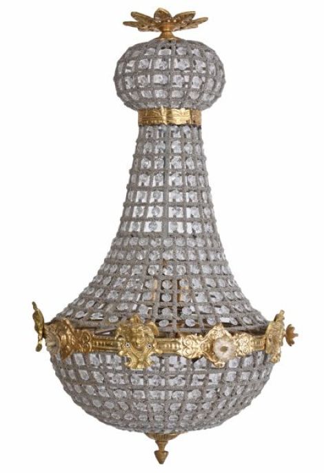 Candelabru Rococo din alama aurie cu cristale