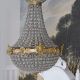 Candelabru Rococo din alama aurie cu cristale