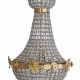 Candelabru Rococo din alama aurie cu cristale